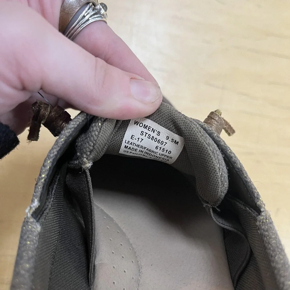 Sperry Top-Sider Boat Shoes Womens Size 9.5 Gray Brown Leather Canvas STS80607